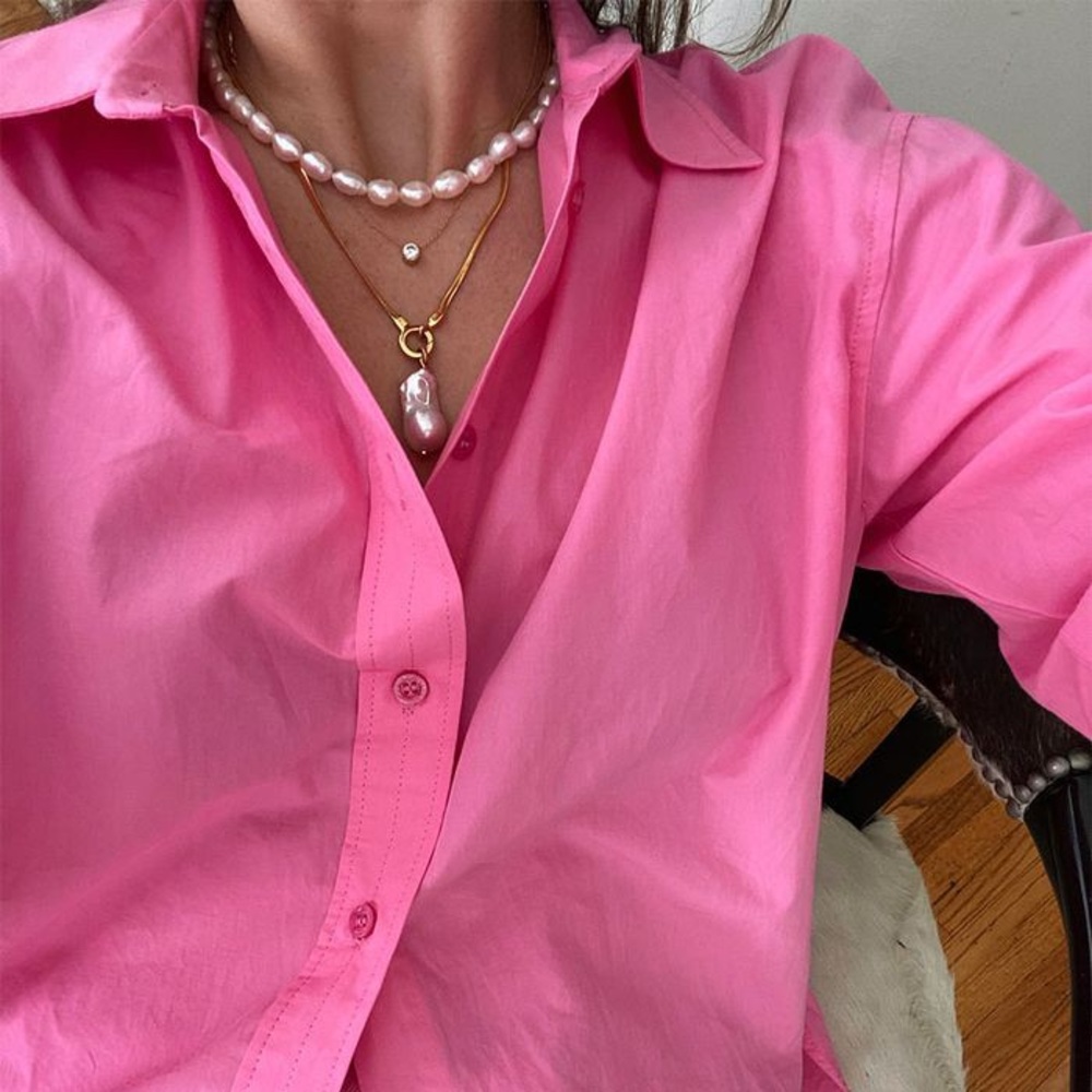 Zara Bright Pink Button-Down Shirt